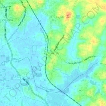Topografische Karte Nalukody, Höhe, Relief