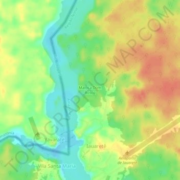 Topografische Karte Maloca Dom Bosco, Höhe, Relief