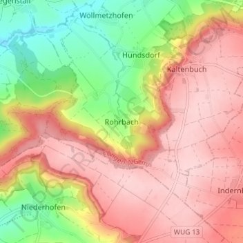 Topografische Karte Rohrbach, Höhe, Relief