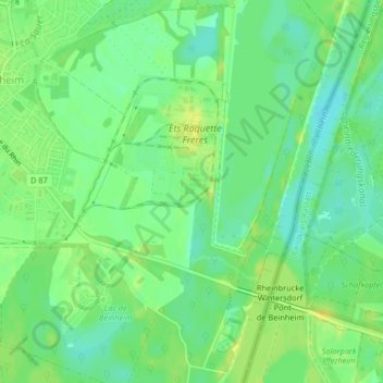 Topografische Karte Rheinschluth, Höhe, Relief