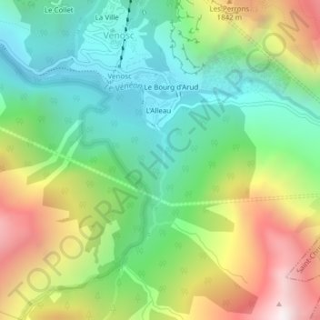 Topografische Karte Cascade de la Muzelle, Höhe, Relief