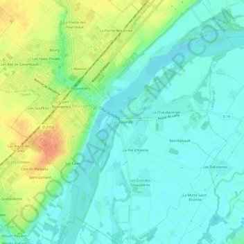 Topografische Karte Les Tuileries, Höhe, Relief