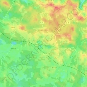 Topografische Karte Flaujac-Haut, Höhe, Relief
