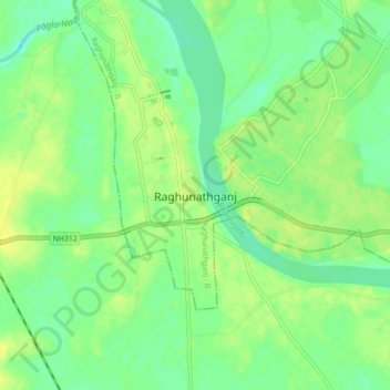 Topografische Karte Raghunathganj, Höhe, Relief