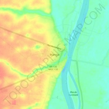 Topografische Karte Manga, Höhe, Relief