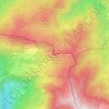 Topografische Karte Groppo del Vescovo, Höhe, Relief
