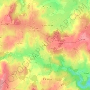 Topografische Karte Le Montex, Höhe, Relief