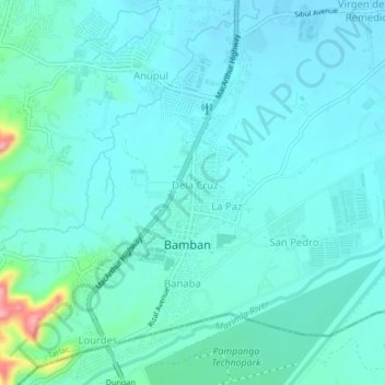 Topografische Karte San Roque, Höhe, Relief