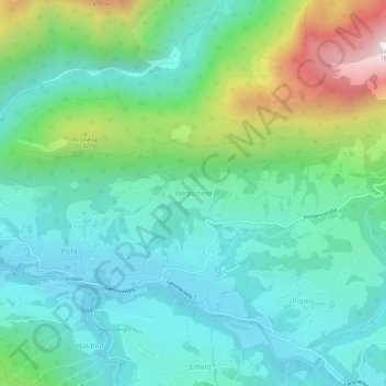 Topografische Karte Wegscheid, Höhe, Relief