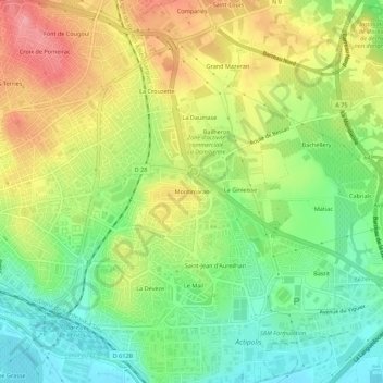Topografische Karte Montimaran, Höhe, Relief