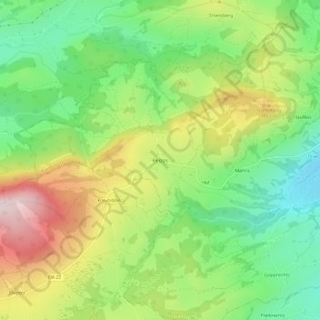 Topografische Karte Rieggis, Höhe, Relief