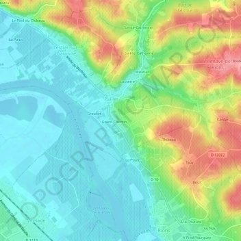 Topografische Karte Font Darlan, Höhe, Relief