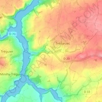 Topografische Karte Kergroas, Höhe, Relief