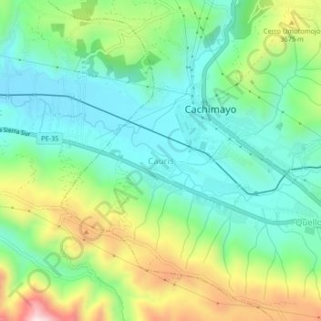 Topografische Karte Cauris, Höhe, Relief