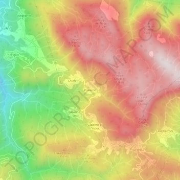Topografische Karte Prataccio, Höhe, Relief