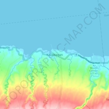 Topografische Karte Kauswagan, Höhe, Relief