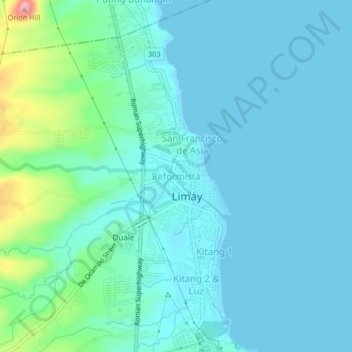Topografische Karte Reformista, Höhe, Relief