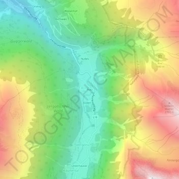 Topografische Karte Platz, Höhe, Relief