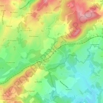 Topografische Karte Châteaurenon, Höhe, Relief