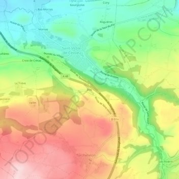 Topografische Karte Bois, Höhe, Relief