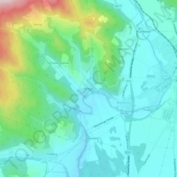 Topografische Karte Brugga, Höhe, Relief