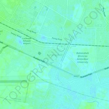 Topografische Karte Aurangabad, Höhe, Relief