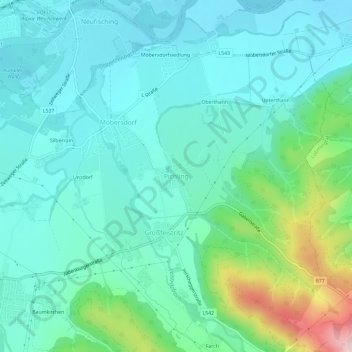 Topografische Karte Pichling, Höhe, Relief