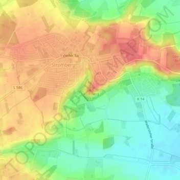 Topografische Karte Stromberg, Höhe, Relief