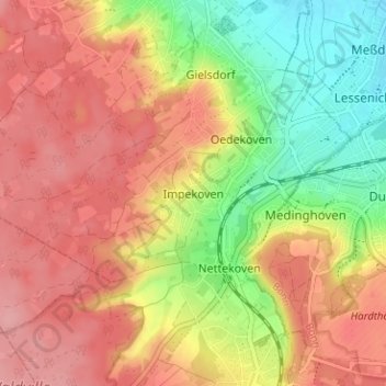 Topografische Karte Impekoven, Höhe, Relief