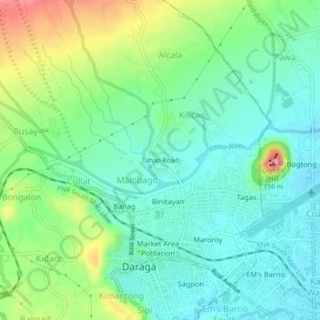 Topografische Karte Tahao Road, Höhe, Relief