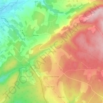 Topografische Karte Les Forges, Höhe, Relief