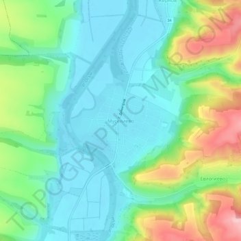 Topografische Karte Муселиево, Höhe, Relief