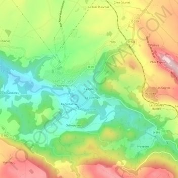 Topografische Karte La Palle, Höhe, Relief