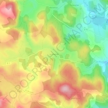 Topografische Karte Le Gibertès, Höhe, Relief