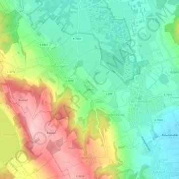 Topografische Karte Tafern, Höhe, Relief