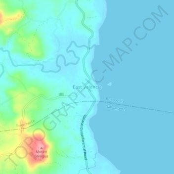 Topografische Karte East Valencia, Höhe, Relief