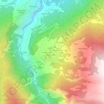 Topografische Karte Ozein, Höhe, Relief
