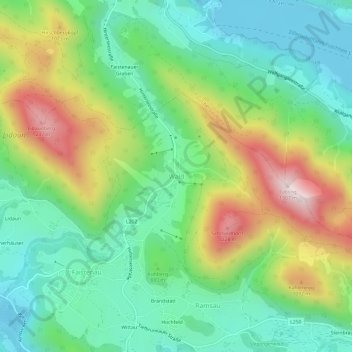 Topografische Karte Wald, Höhe, Relief