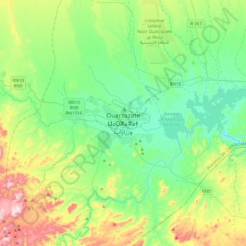 Topografische Karte Ouarzazate, Höhe, Relief