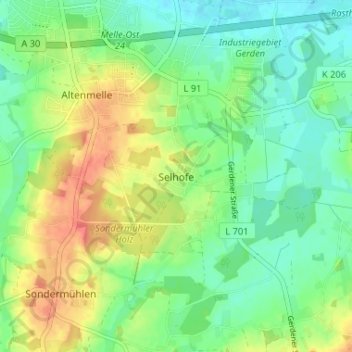 Topografische Karte Selhofe, Höhe, Relief