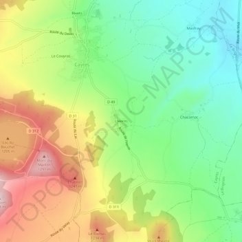 Topografische Karte L'Herm, Höhe, Relief