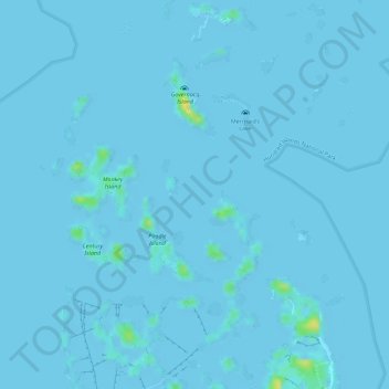 Topografische Karte Hundred Islands, Höhe, Relief