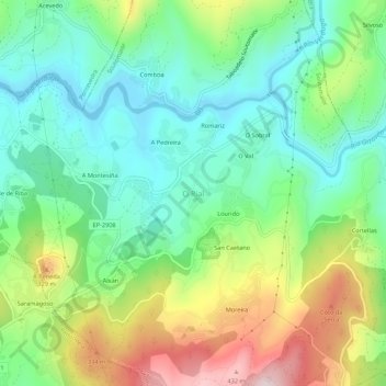 Topografische Karte O Rial, Höhe, Relief