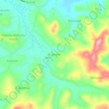 Topografische Karte Buterere, Höhe, Relief