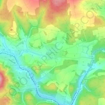Topografische Karte Steingebronn, Höhe, Relief