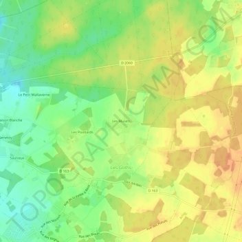 Topografische Karte Les Musets, Höhe, Relief