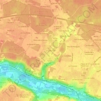 Topografische Karte La Guérinière, Höhe, Relief