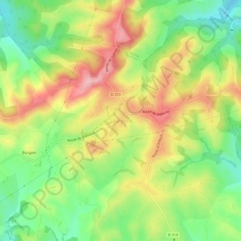 Topografische Karte Bardos, Höhe, Relief