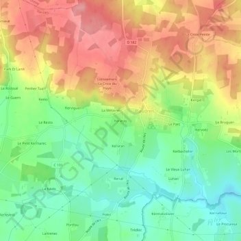 Topografische Karte Keraray, Höhe, Relief