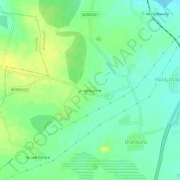 Topografische Karte Jingillipalem, Höhe, Relief